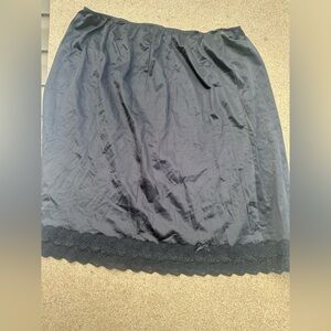 Elegant Black Skirt Slip with Lace Hem And Bow Size 4XL